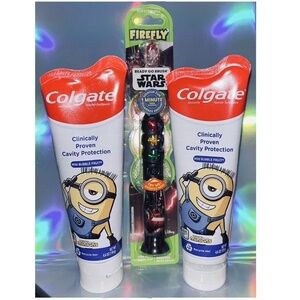 Kids Firefly Ready Go Brush Darth Vader Toothbrush +2 Minions Colgate Toothpast